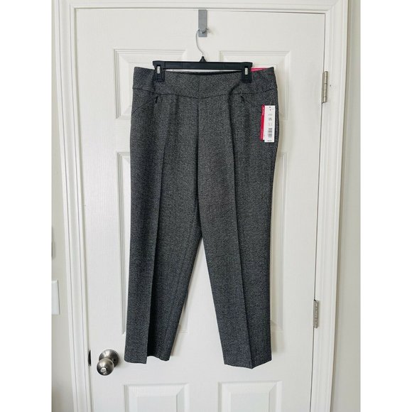 NWT Investments Petite PARK AVE fit Pull-On Straight Leg Tweed Pants w/ Pockets - Picture 4 of 10